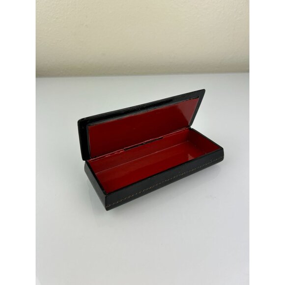 Russian Black Lacquer Hand Painted Artist Signed Trinket Box Hinged Sled Horse - Picture 9 of 16